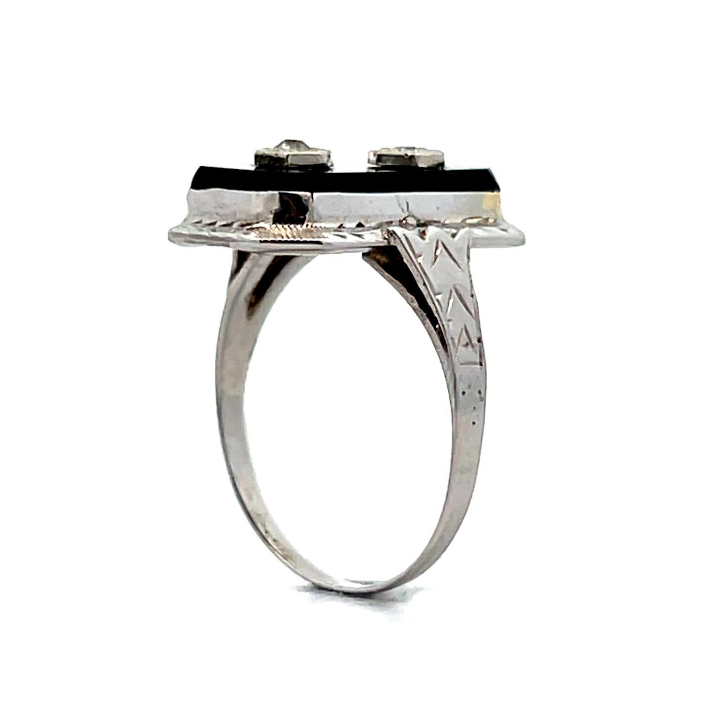 .06 Vintage Art Deco Diamond & Onyx Cocktail Ring 14k