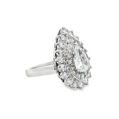 .90 Vintage Pear Diamond Halo Cocktail Ring Platinum