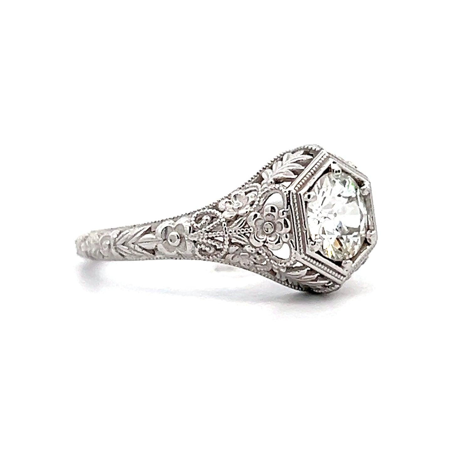 .80 Antique Style Diamond Engagement Ring 14k