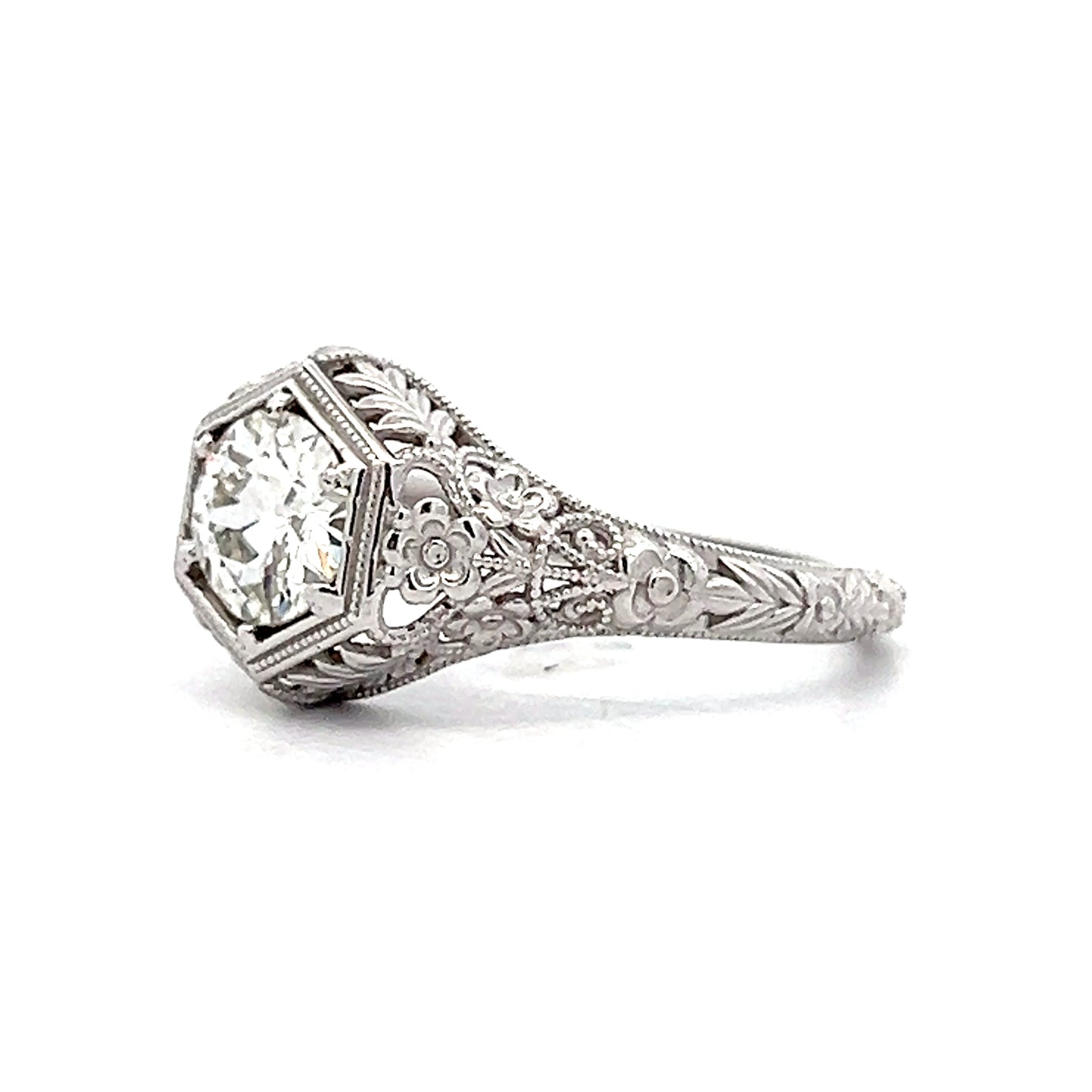 .80 Antique Style Diamond Engagement Ring 14k