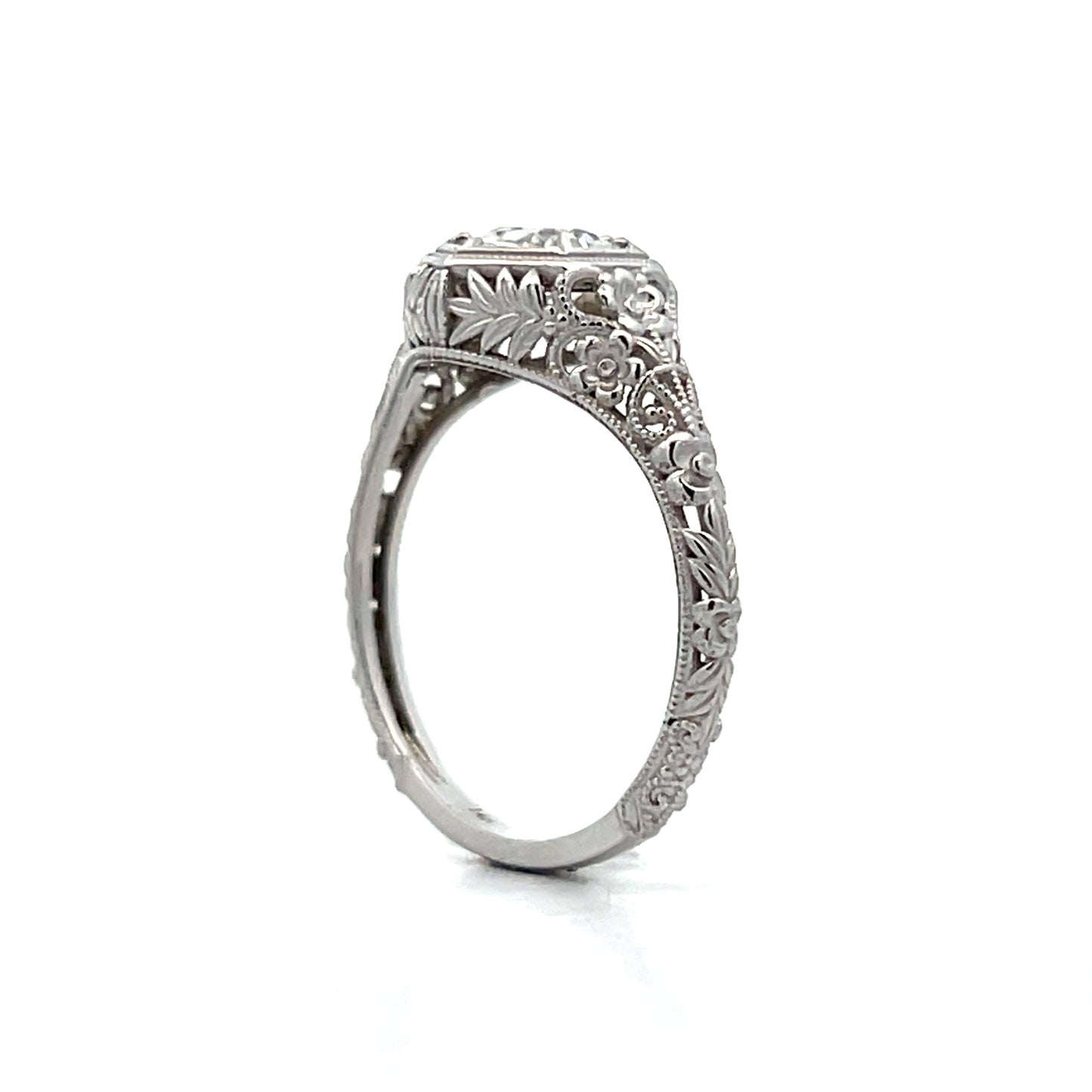 .80 Antique Style Diamond Engagement Ring 14k