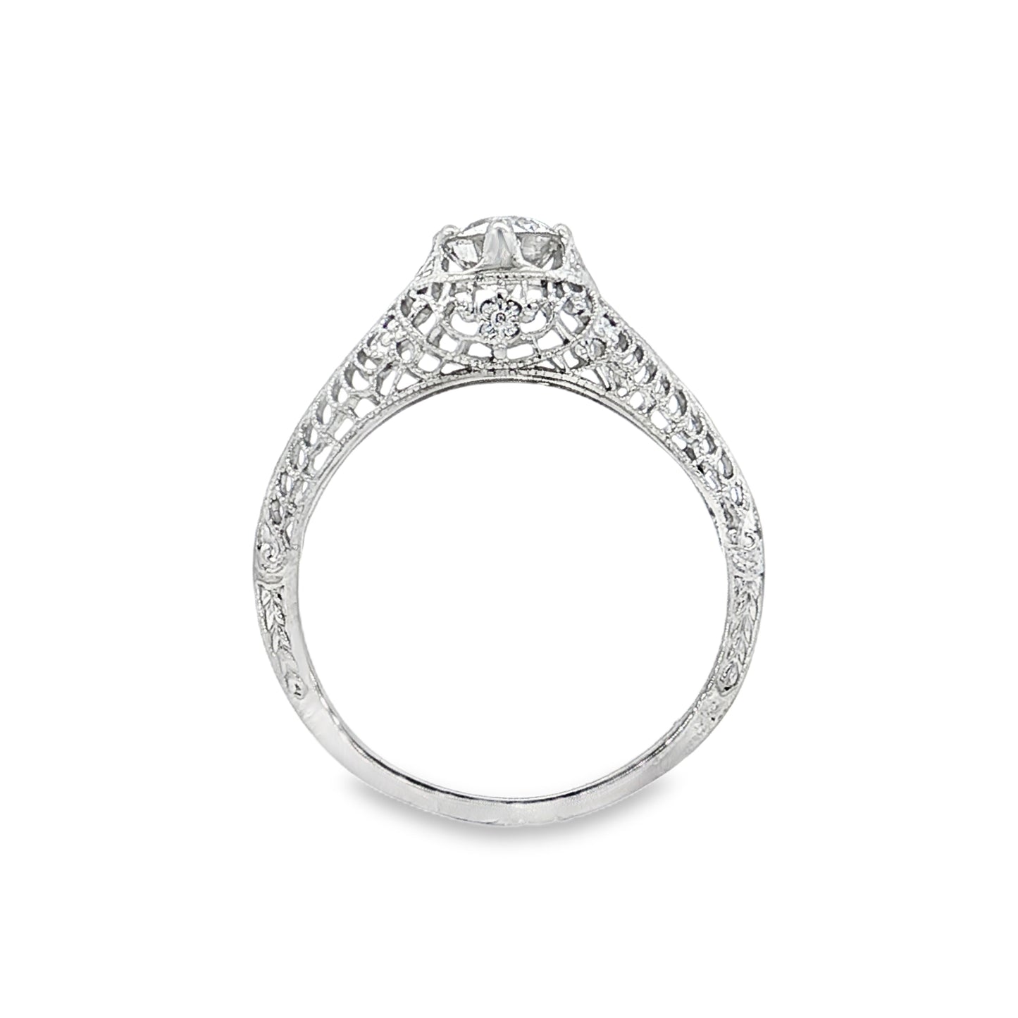 .68 Antique Art Deco Diamond Solitaire Engagement Ring 18k