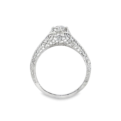 .68 Antique Art Deco Diamond Solitaire Engagement Ring 18k