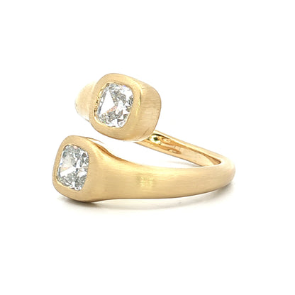 2.02 Cushion Diamond Bypass Ring 18k Yellow Gold