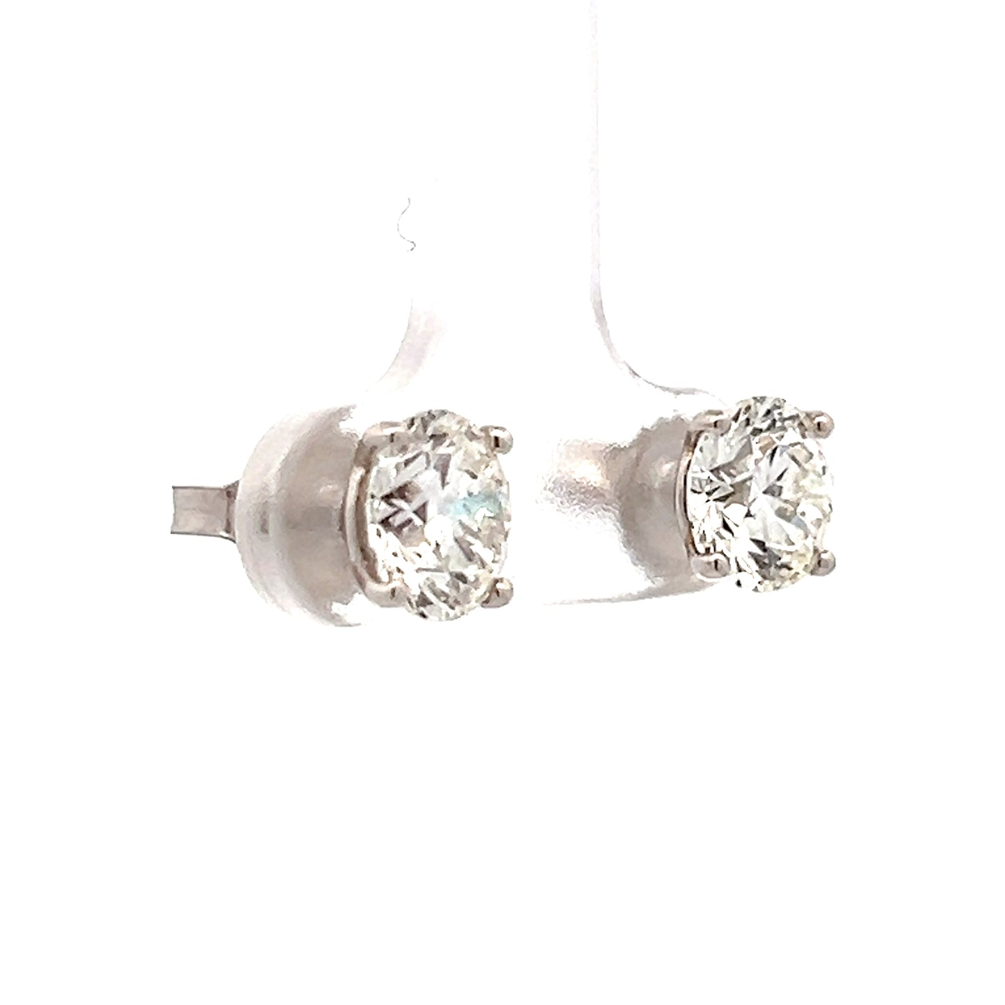 3 Carat Round Diamond Stud Earrings in 18k White Gold
