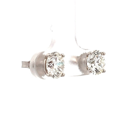 3 Carat Round Diamond Stud Earrings in 18k White Gold