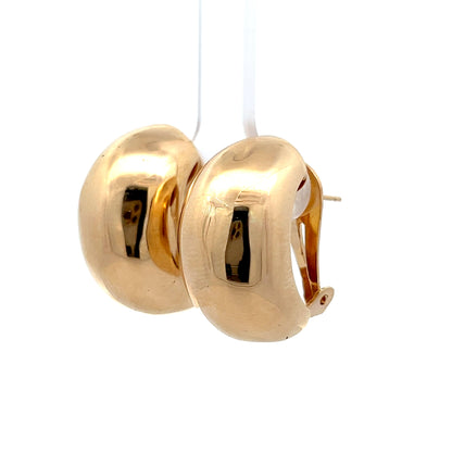 Oval Domed Bubble Stud Hoop Earrings in 14k