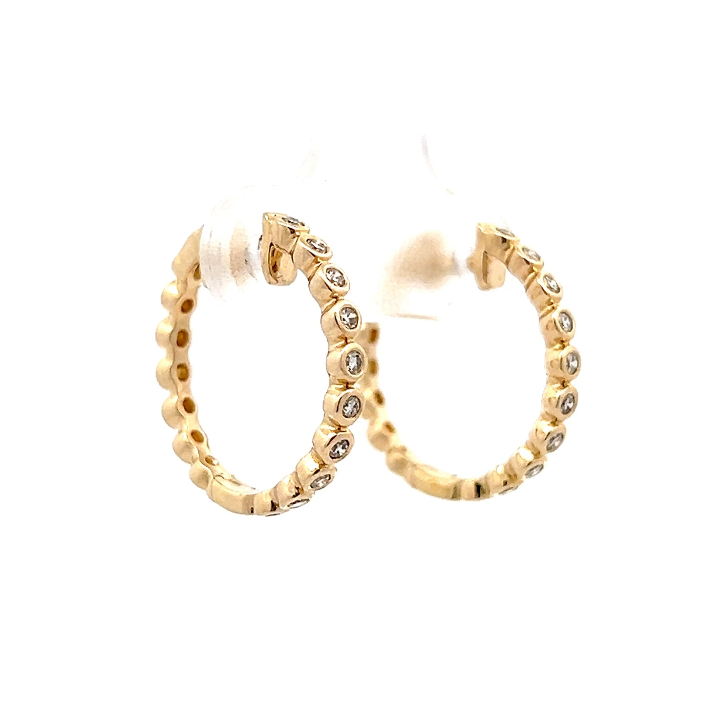 .27 Bezel Diamond Hoop Earrings in 14k