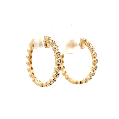 .27 Bezel Diamond Hoop Earrings in 14k