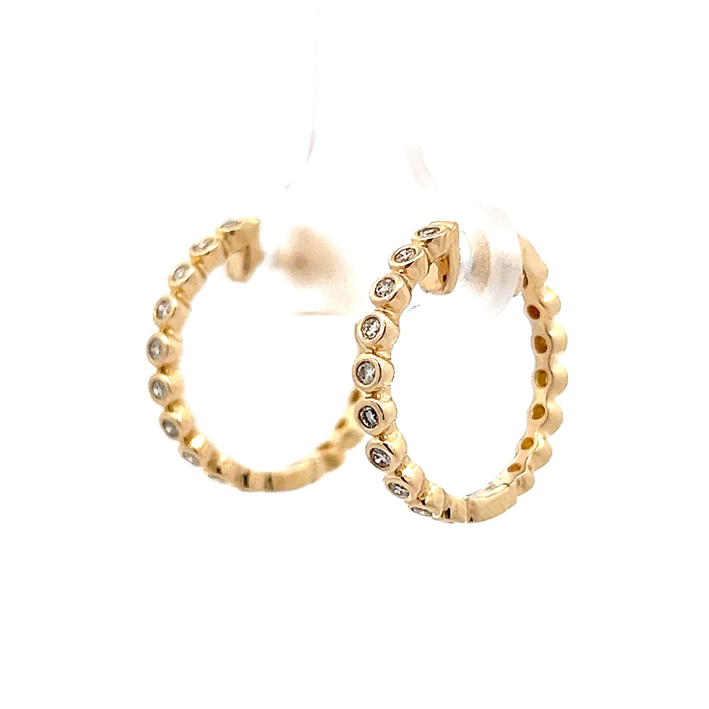 .27 Bezel Diamond Hoop Earrings in 14k