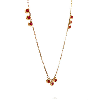 .51 Bezel Ruby Dangle Necklace in 14k Yellow Gold