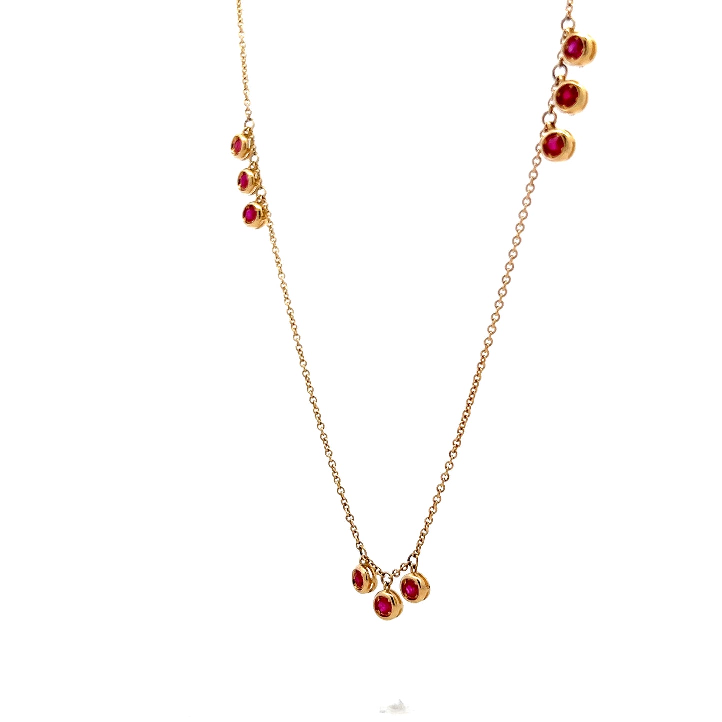 .51 Bezel Ruby Dangle Necklace in 14k Yellow Gold