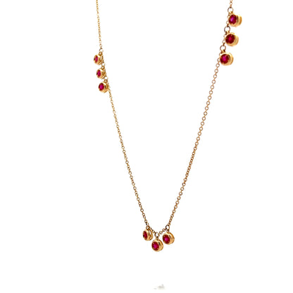 .51 Bezel Ruby Dangle Necklace in 14k Yellow Gold