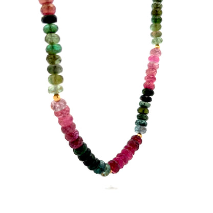 Multi-Colored Tourmaline Necklace 18k Yellow Gold