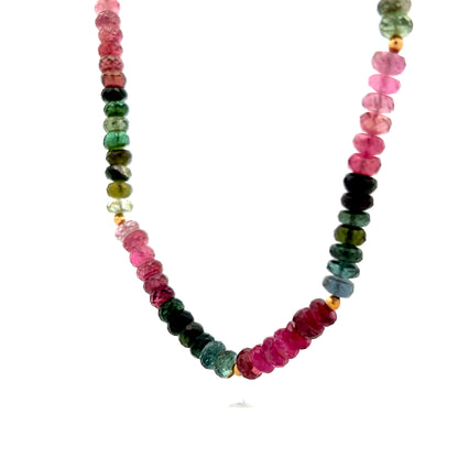 Multi-Colored Tourmaline Necklace 18k Yellow Gold
