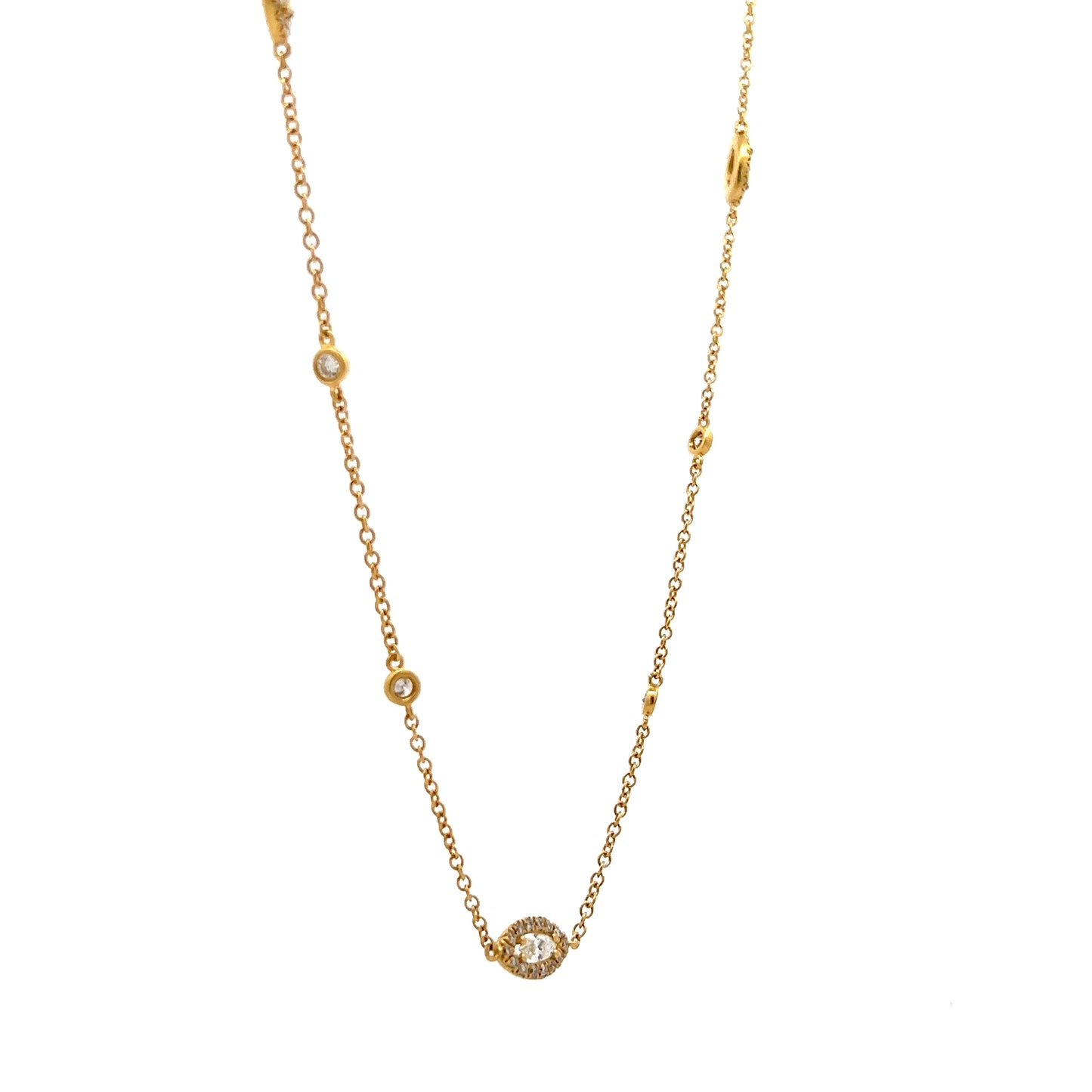 2.73 Marquise & Round Diamond Station Necklace 18k