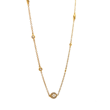 2.73 Marquise & Round Diamond Station Necklace 18k