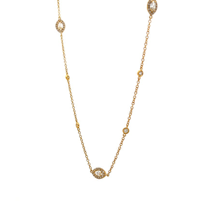 2.73 Marquise & Round Diamond Station Necklace 18k