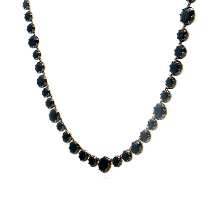 44.71 Round Cut Sapphire Necklace in 18k Yellow Gold