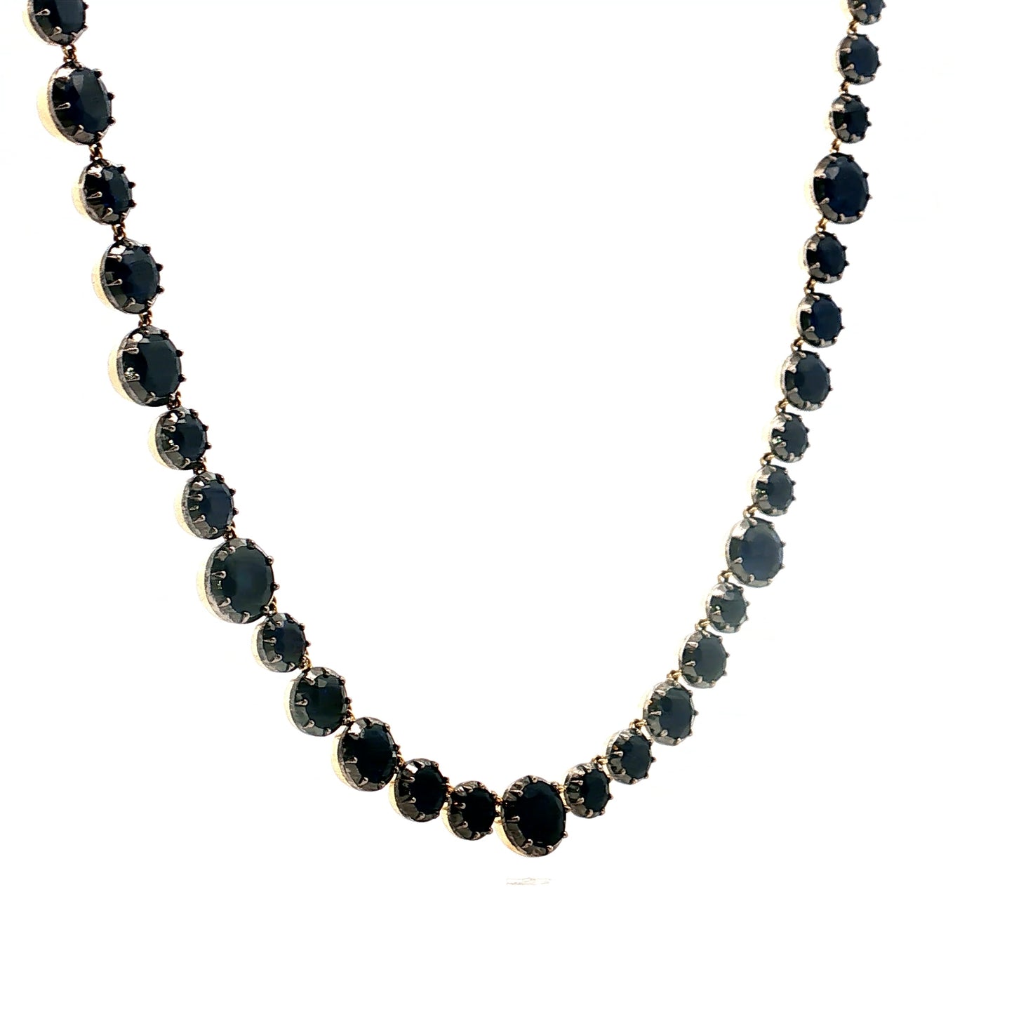 44.71 Round Cut Sapphire Necklace in 18k Yellow Gold