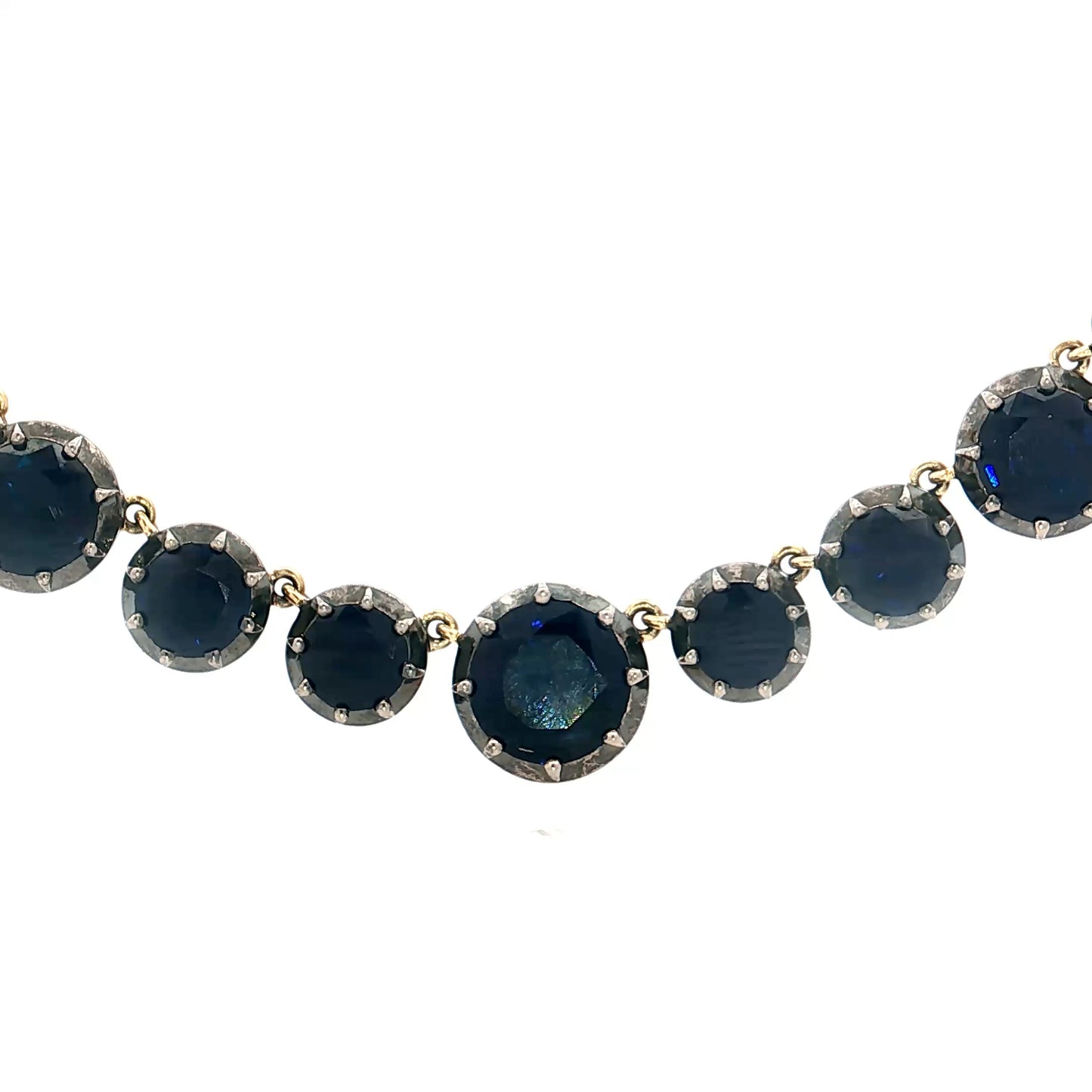 44.71 Round Cut Sapphire Necklace in 18k Yellow Gold