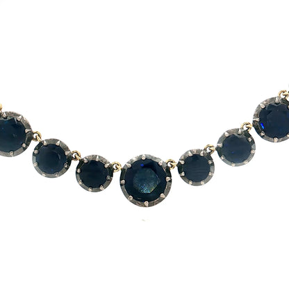 44.71 Round Cut Sapphire Necklace in 18k Yellow Gold