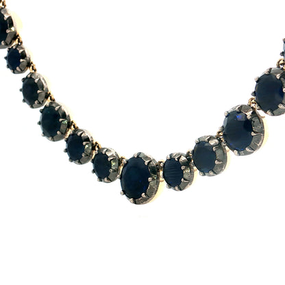 44.71 Round Cut Sapphire Necklace in 18k Yellow Gold