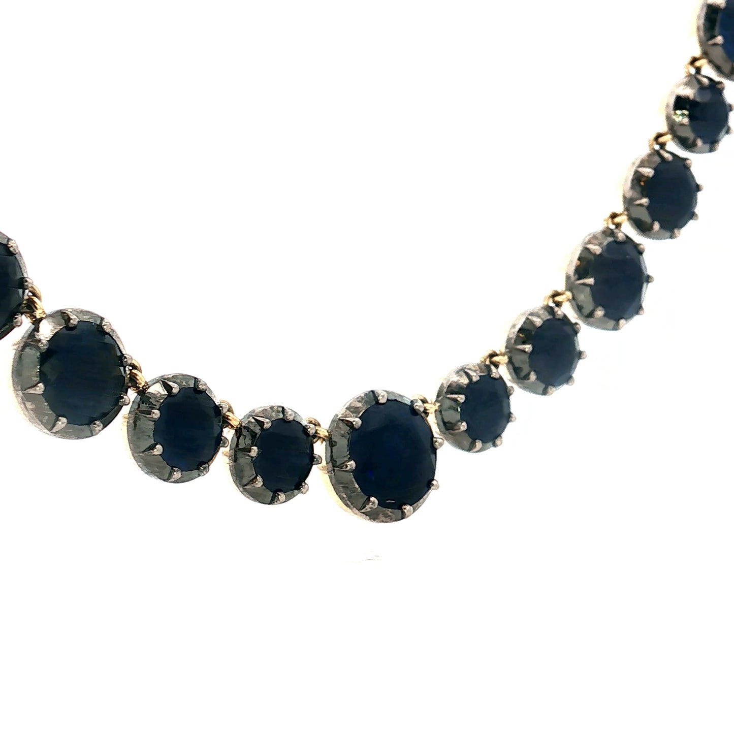 44.71 Round Cut Sapphire Necklace in 18k Yellow Gold