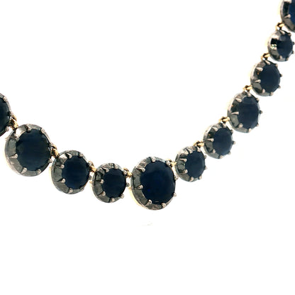 44.71 Round Cut Sapphire Necklace in 18k Yellow Gold