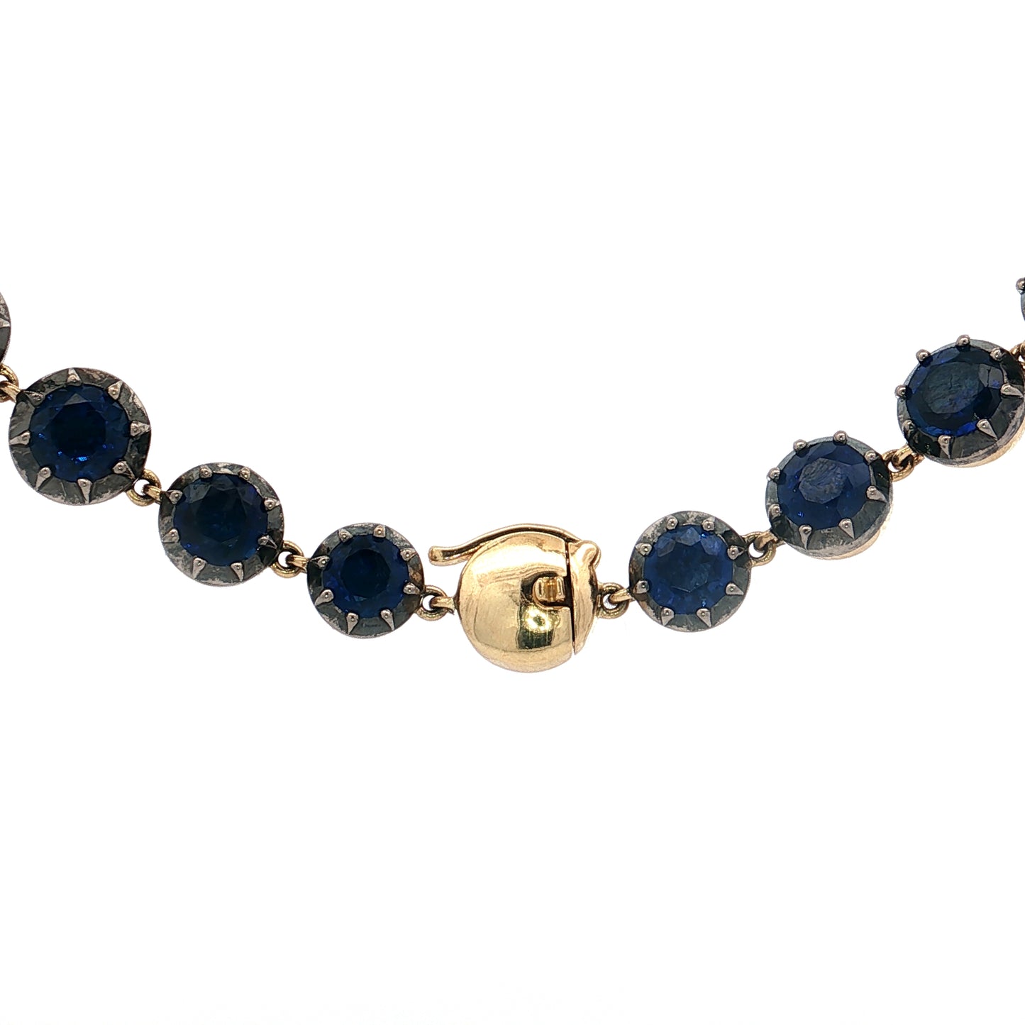 44.71 Round Cut Sapphire Necklace in 18k Yellow Gold