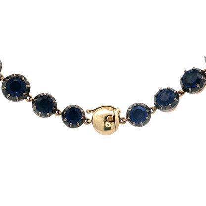 44.71 Round Cut Sapphire Necklace in 18k Yellow Gold