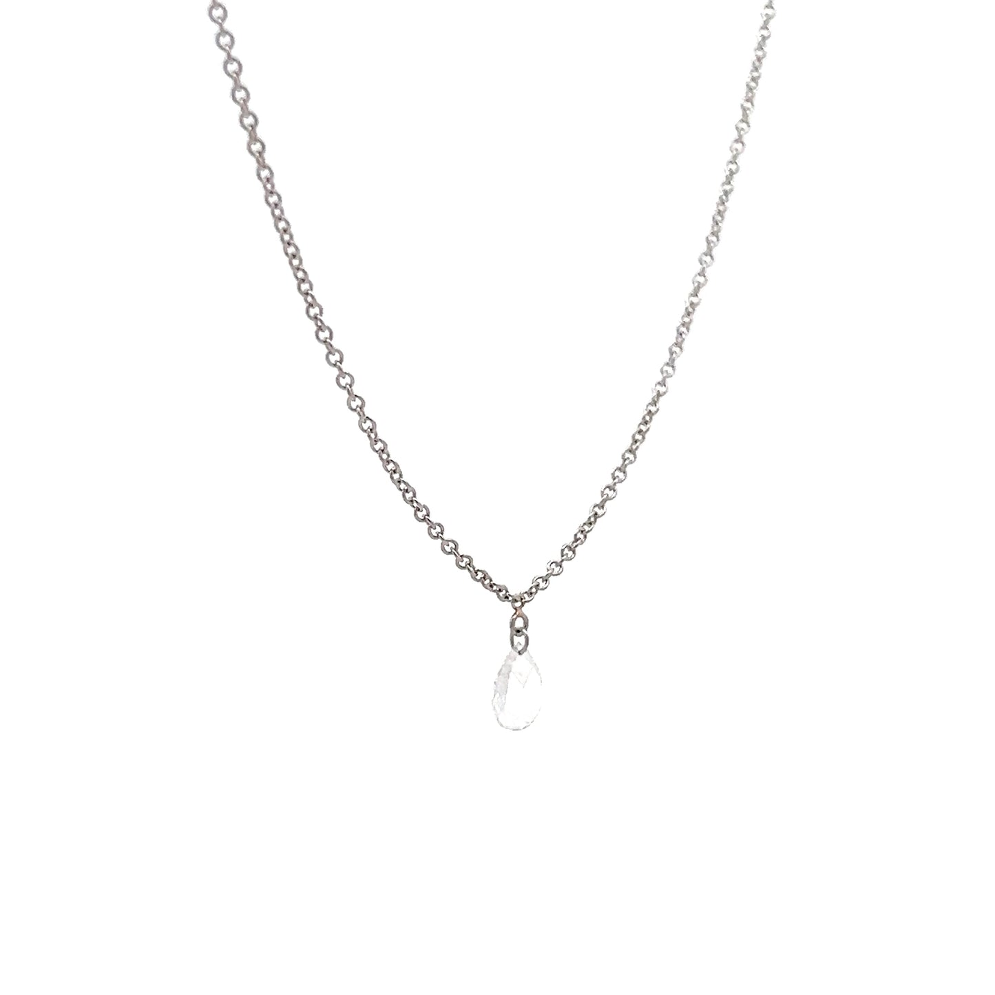 .27 Pear Rose Cut Diamond Pendant Necklace 14k