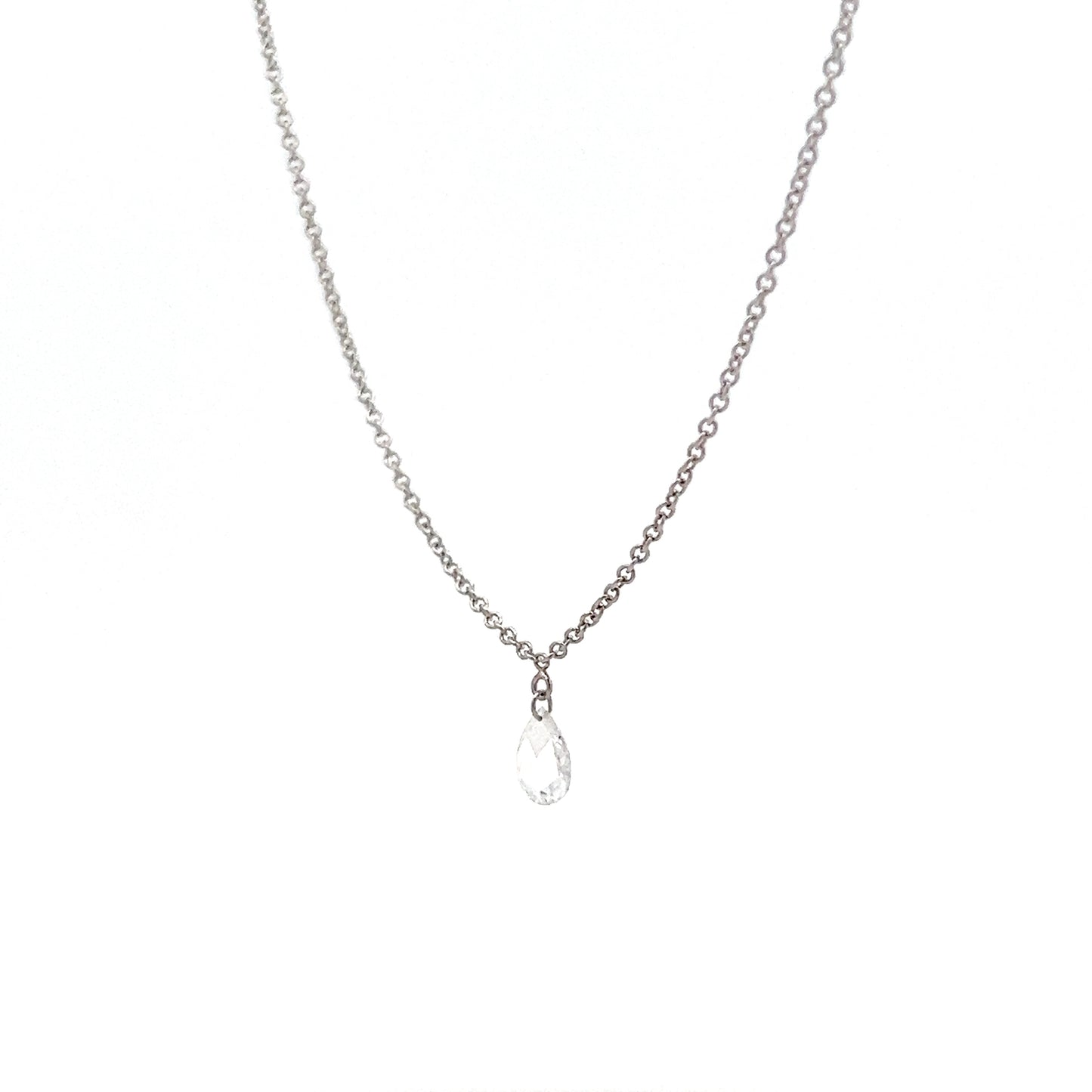 .27 Pear Rose Cut Diamond Pendant Necklace 14k