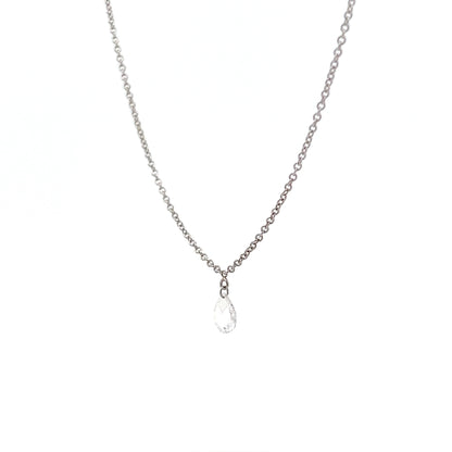 .27 Pear Rose Cut Diamond Pendant Necklace 14k