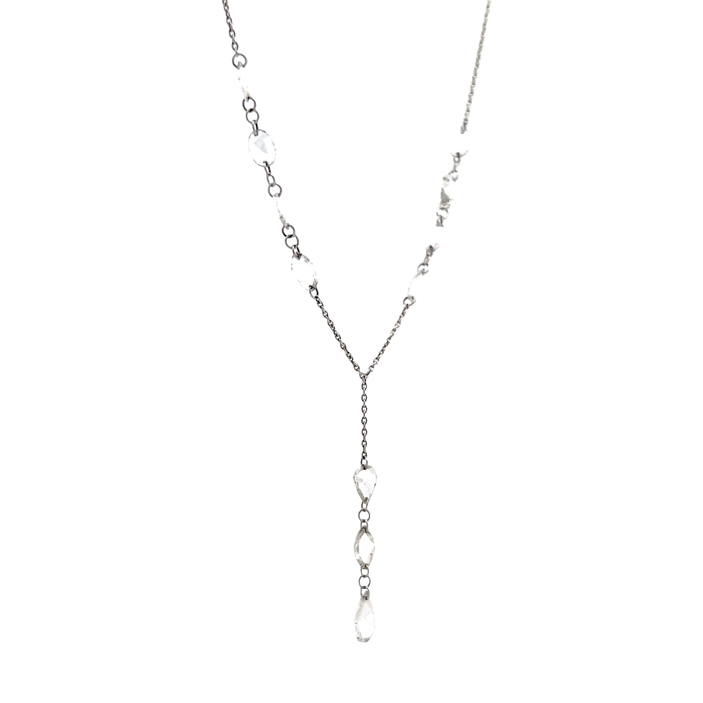 1.43 Pear Cut Diamond Drop Necklace in 18k White Gold