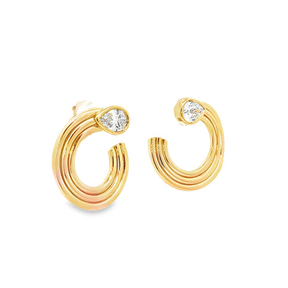 2.39 Pear Cut Diamond Hoop Earrings 18k Yellow Gold