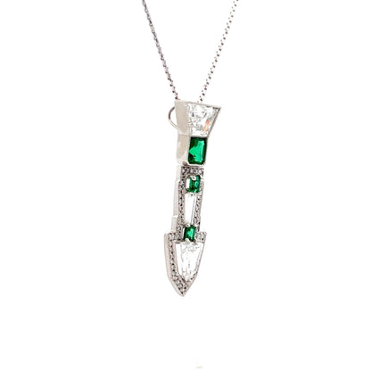 1.03 Shield Cut Diamond & Emerald Pendant Necklace in 14k