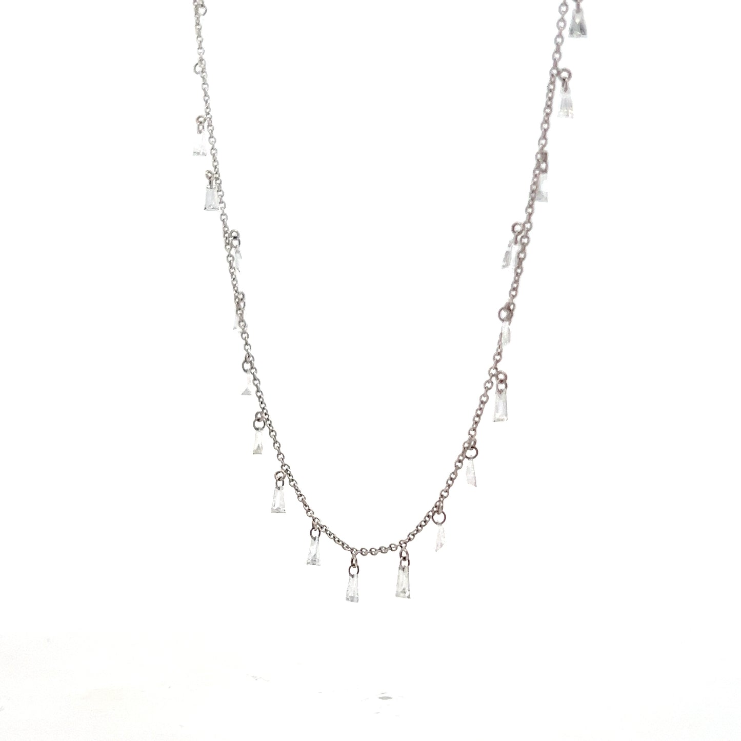 1.60 Tapered Baguette Diamond Drop Necklace 18k