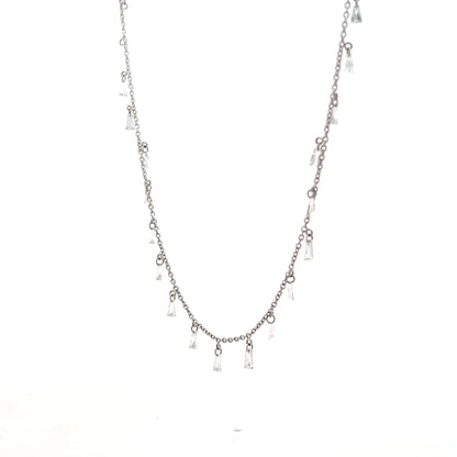 1.60 Tapered Baguette Diamond Drop Necklace 18k