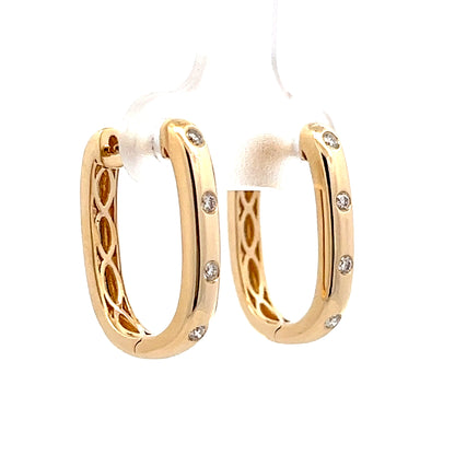 .14 Flush Set Diamond Hoop Earrings in 14k