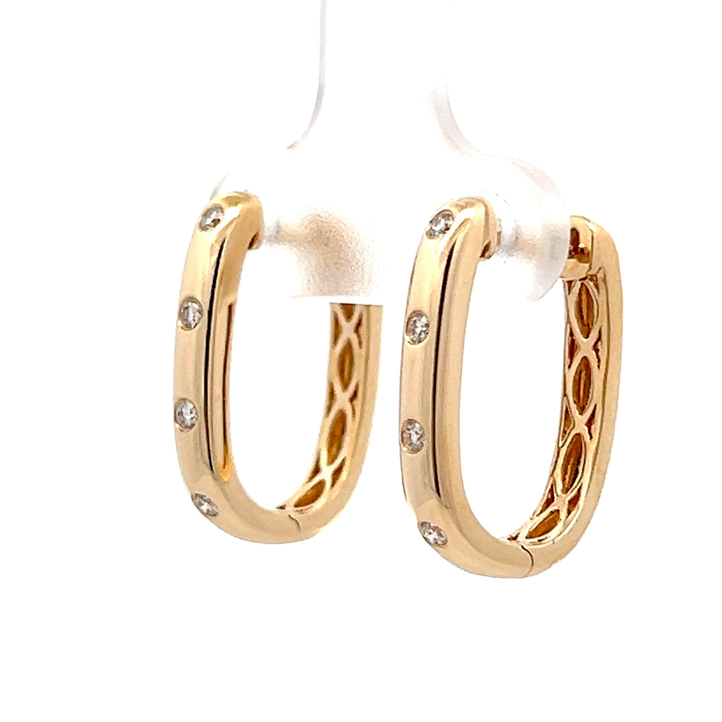 .14 Flush Set Diamond Hoop Earrings in 14k