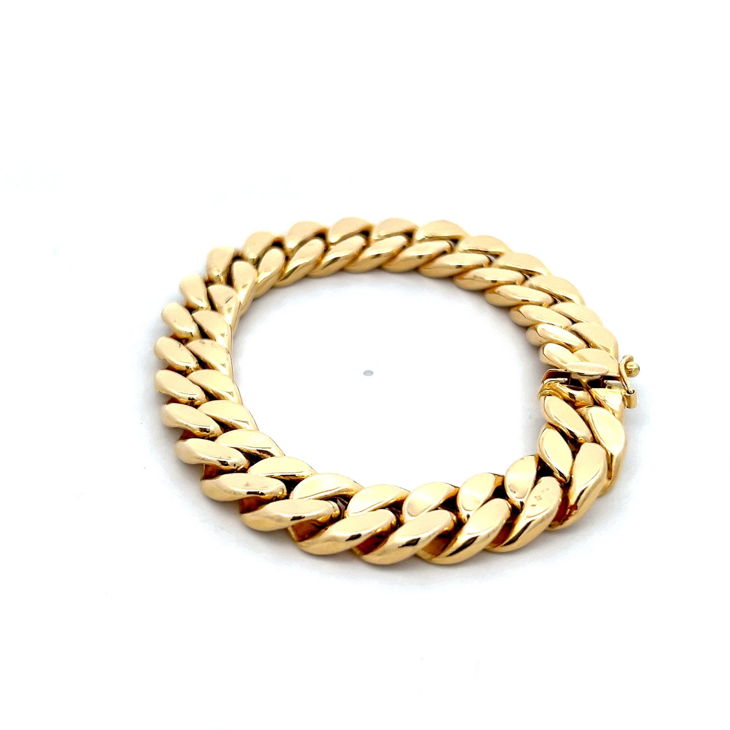 Unisex Flat Curb Link Bracelet in 18k Yellow Gold