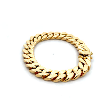 Unisex Flat Curb Link Bracelet in 18k Yellow Gold