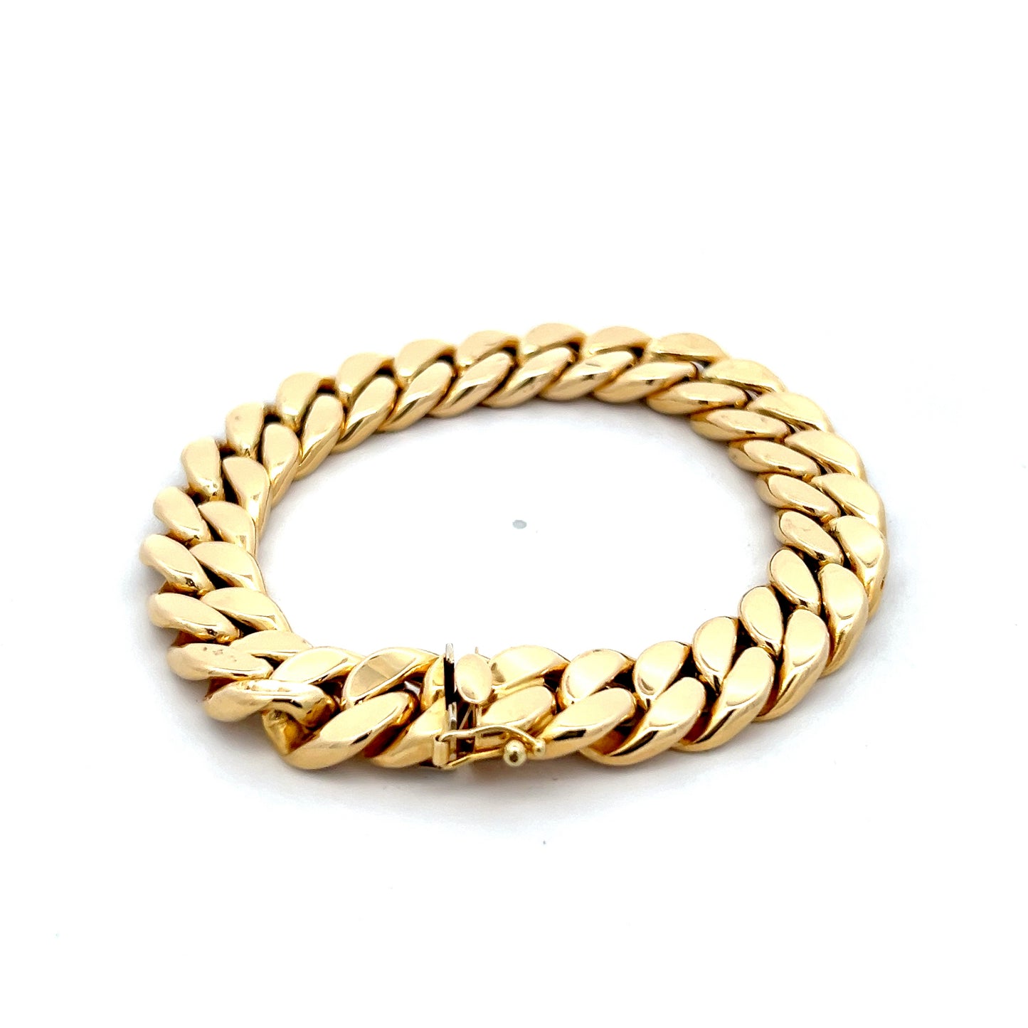 Unisex Flat Curb Link Bracelet in 18k Yellow Gold