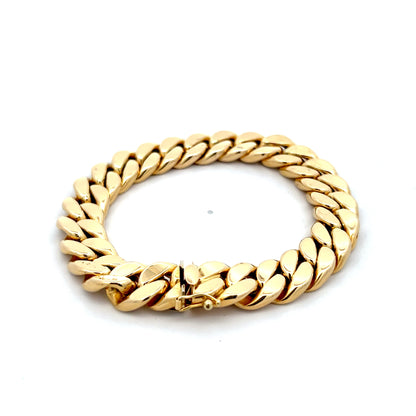 Unisex Flat Curb Link Bracelet in 18k Yellow Gold
