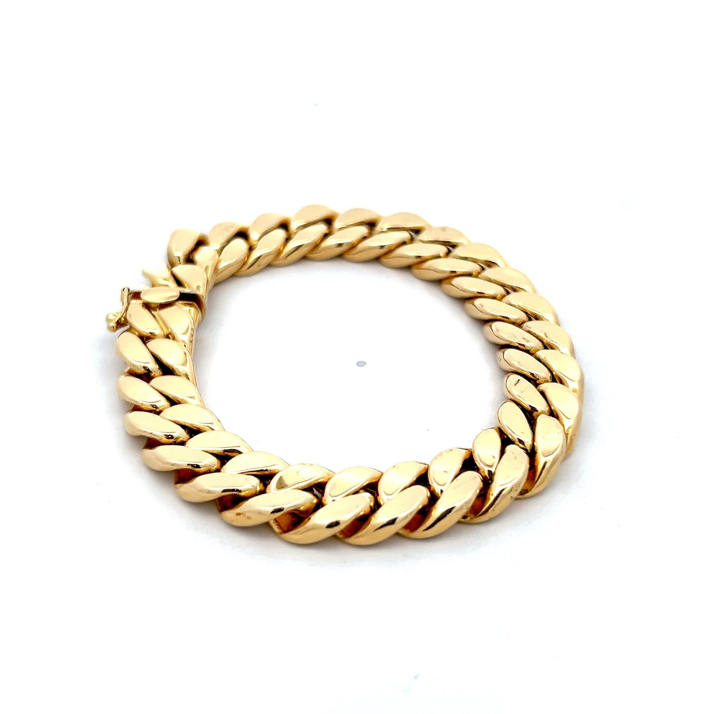 Unisex Flat Curb Link Bracelet in 18k Yellow Gold