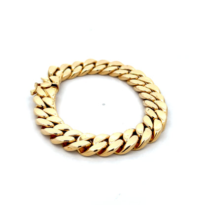 Unisex Flat Curb Link Bracelet in 18k Yellow Gold