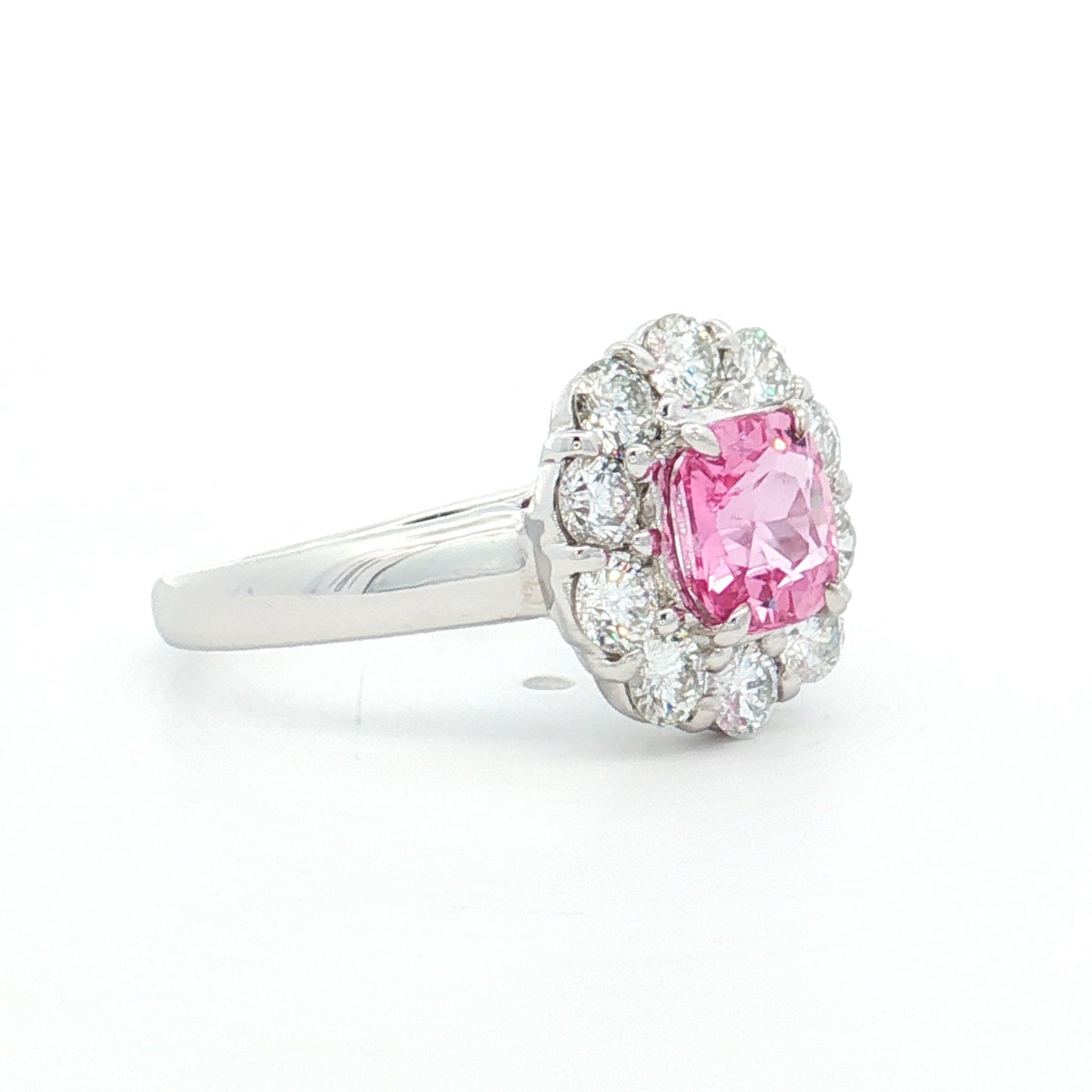 1.23 Cushion Pink Sapphire Engagement Ring Platinum
