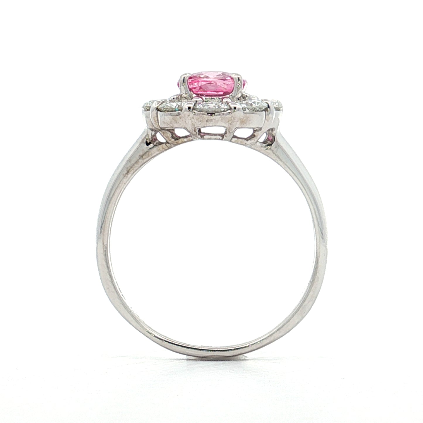 1.23 Cushion Pink Sapphire Engagement Ring Platinum