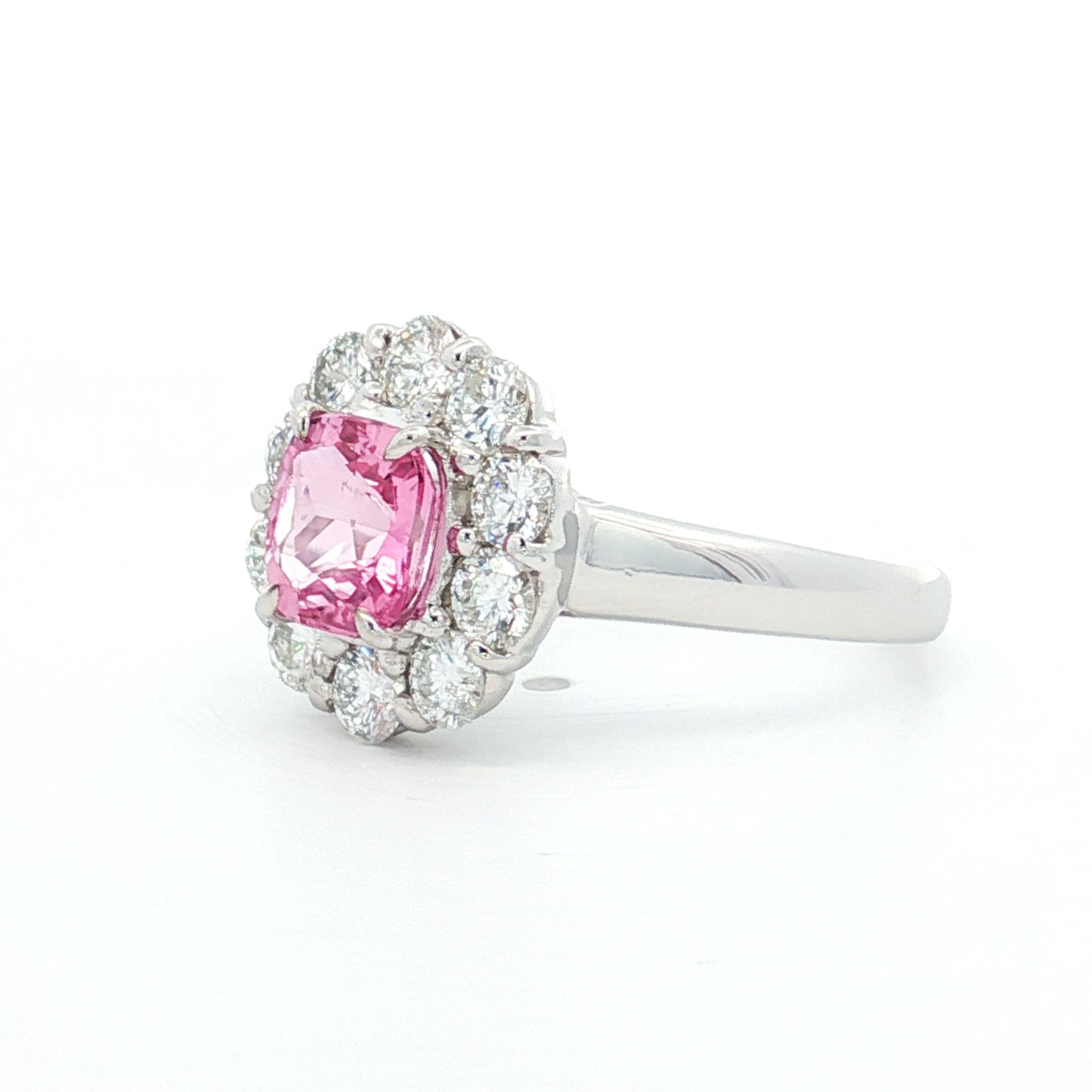 1.23 Cushion Pink Sapphire Engagement Ring Platinum